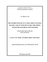 Một số biện pháp quản lý hoạt động giáo dục đạo đức cho nữ sinh trung học phổ thông thành phố thái bình, tỉnh thái bình 