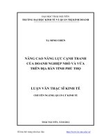 Nâng cao năng lực cạnh tranh của doanh nghiệp nhỏ và vừa trên địa bàn tỉnh phú thọ 
