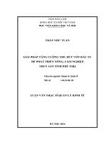 Giải pháp tăng cường thu hút vốn đầu tư để phát triển nông, lâm nghiệp, thủy sản tỉnh phú thọ 