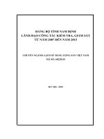 LUẬN văn THẠC sĩ   ĐẢNG bộ TỈNH NAM ĐỊNH LÃNH đạo CÔNG tác KIỂM TRA GIÁM sát từ năm 2007 đến năm 2015
