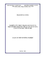 Nghiên cứu thực trạng sản xuất và một số biện pháp kỹ thuật sản xuất lúa lai ở vùng bắc trung bộ 