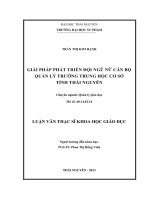 Giải pháp phát triển đội ngũ nữ cán bộ quản lý trường trung học cơ sở tỉnh thái nguyên 
