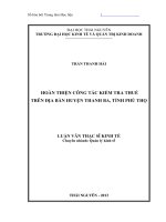 Hoàn thiện công tác kiểm tra thuế trên địa bàn huyện thanh ba, tỉnh phú thọ 