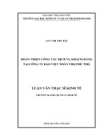 Hoàn thiện công tác dịch vụ khách hàng tại công ty bảo việt nhân thọ phú thọ 