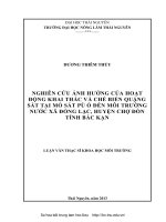 Nghiên cứu ảnh hưởng của hoạt động khai thác và chế biến quặng sắt tại mỏ sắt pù ô đến môi trường nước xã đồng lạc, huyện chợ đồn , tỉnh bắc kạn 