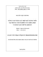 Nâng cao năng lực đội ngũ giảng viên tại trung tâm nghiên cứu khoa học và đào tạo chứng khoán 