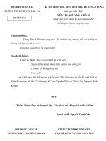 Ngữ văn 10 đề, đáp án trại hè hùng vương lần thứ XII năm 2016 trường chuyên lào CAI 