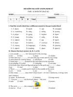 Đề kiểm tra 45 phút 4 kĩ năng TIẾNG ANH 6 UNIT 1+ 2 chương trình mới