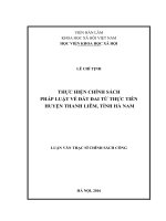 Thực hiện chính sách pháp luật về đất đai từ thực tiễn huyện thanh liêm, tỉnh hà nam