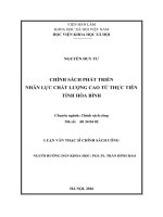 Chính sách phát triển nhân lực chất lượng cao từ thực tiễn tỉnh hòa bình