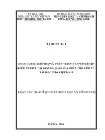 Kinh nghiệm hỗ trợ và phát triển doanh nghiệp khời nghiệp tại một số quốc gia trên thế giới và bài học kinh nghiệm cho việt nam 