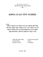 Phân tích các nhân tố tác động đến hệ số giá trên thu nhập của các công ty cổ phần niêm yết ngành khoáng sản trên thị trường chứng khoán việt nam 