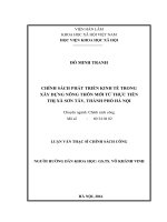 Chính sách phát triển kinh tế trong xây dựng nông thôn mới từ thực tiễn thị xã sơn tây, thành phố hà nội