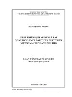 Phát triển dịch vụ bán lẻ tại ngân hàng tmcp đầu tư và phát triển việt nam   chi nhánh phú thọ 