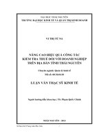 Nâng cao hiệu quả công tác kiểm tra thuế đối với doanh nghiệp trên địa bàn tỉnh thái nguyên 