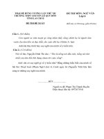 Ngữ văn 10 đề, đáp án trại hè hùng vương lần thứ XII năm 2016 trường chuyên LAI CHÂU 