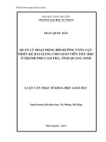 Quản lý hoạt động bồi dưỡng năng lực thiết kế bài giảng cho giáo viện tiểu học ở thành phố cẩm phả, tỉnh quảng ninh 
