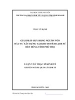 Giải pháp huy động nguồn vốn đầu tư xây dựng tại khu di tích lịch sử đền hùng tỉnh phú thọ 