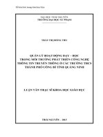 Quản lý hoạt động dạy   học trong môi trường phát triển công nghệ thông tin truyền thông ở các trường thcs thành phố uông bí tỉnh quảng ninh 