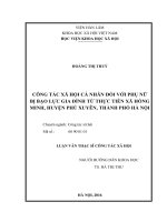 Công tác xã hội cá nhân đối với phụ nữ bị bạo lực gia đình từ thực tiễn xã hồng minh, huyện phú xuyên, thành phố hà nội 