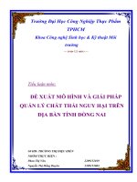 Đề xuất mô hình và giải pháp quản lý chất thải nguy hại trên địa bàn tỉnh đồng nai
