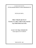 Thực trạng quản lý về đầu tư trực tiếp nước ngoài tại tỉnh thái nguyên 