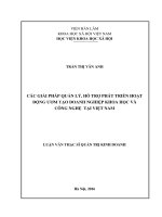 Các giải pháp quản lý, hỗ trợ phát triển hoạt động ươm tạo doanh nghiệp khoa học và công nghệ tại việt nam 