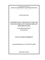 Giải pháp tăng cường quản lý thu, chi ngân sách nhà nước ở huyện đồng hỷ tỉnh thái nguyên 