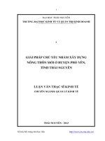 Giải pháp chủ yếu nhằm xây dựng nông thôn mới ở huyện phổ yên, tỉnh thái nguyên 