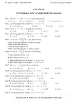 100 câu Trắc nghiệm tính đơn điệu của hàm số 12