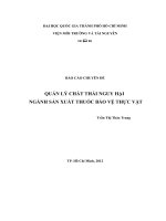 Quản lý chất thải nguy hại trong ngành sản xuất thuốc bảo vệ thực vật