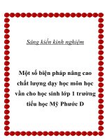 Một số biện pháp nâng cao chất lượng dạy học môn học vần cho học sinh lớp 1 trường tiểu học mỹ phước d 