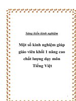 Một số kinh nghiệm giúp giáo viên khối 1 nâng cao chất lượng dạy môn tiếng việt 