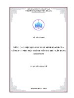 Luận văn thạc sỹ  hiệu quả kinh doanh của công ty cơ khí xây dựng Khatoco
