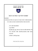 Báo cáo thực tập tốt nghiệp đề tài đánh giá công tác quản lý nhà nước về môi trường tại chi cục bảo vệ môi trường tỉnh thái nguyên