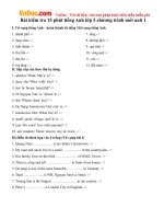 Bài kiểm tra 15 phút tiếng Anh lớp 5 Chương trình mới Unit 1