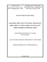 Giải pháp thúc đẩy ứng dụng thành tựu khoa học và công nghệ vào sản xuất nông nghiệp ở tỉnh bắc ninh 