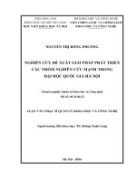Nghiên cứu đề xuất giải pháp phát triển các nhóm nghiên cứu mạnh trong đại học quốc gia hà nội 
