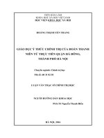 Giáo dục ý thức chính trị của đoàn thanh niên từ thực tiễn quận hà đông, thành phố hà nội 