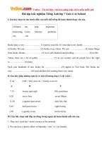 Bài tập trắc nghiệm Tiếng Anh lớp 7 Unit 4