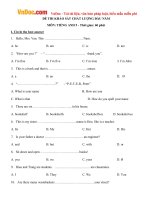 Đề khảo sát chất lượng đầu năm môn Tiếng Anh lớp 5 có đáp án