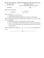 Đề thi khảo sát chất lượng đầu năm môn Toán lớp 12 trường THPT Mường Bi, Hòa Bình