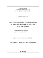 Công tác xã hội đối với người chuyển giới từ thực tiễn thành phố thái nguyên, tỉnh thái nguyên 