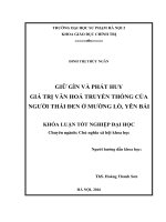 Giữ gìn và phát huy giá trị văn hóa truyền thống của người thái đen ở mường lò, yên bái 