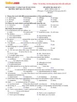 Bộ đề kiểm tra học kì 1 môn tiếng anh lớp 12 trường THPT quang trung, đà nẵng 