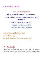 Xây dựng kế hoạch cho cb gv cnv đi học chuẩn hoá và nâng cao trình độ chuyên môn nghiệp vụ phục vụ công tác giảng dạy