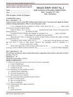 SELECTION TEST No. 2 FOR NATIONAL ENGLISH COMPETITION