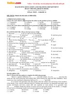 Bộ đề thi học kì 1 môn tiếng anh lớp 12 trường THPT đoàn thượng, hải dương năm 2014   2015 