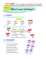 Bài tập Tiếng Anh lớp 4 Chương trình mới Unit 4: When’s your birthday?