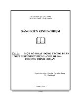 Sáng kiến kinh nghiệm một số hoạt động trong phần “post listening” tiếng anh lớp 10 